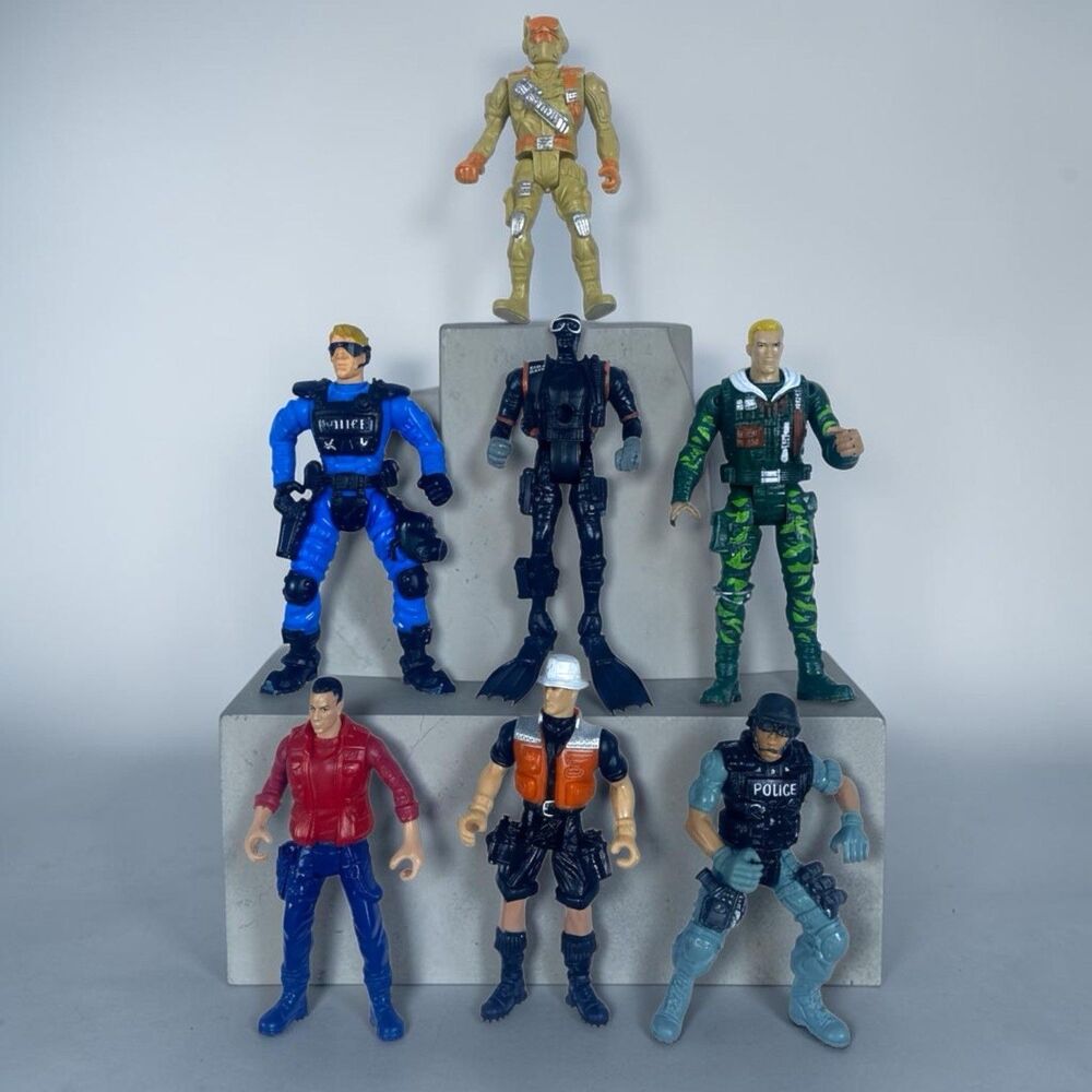 Lot‎ Of 7 Vintage Action Figure Military Lanard The Corps, Chap Mei & GI Joe Mix